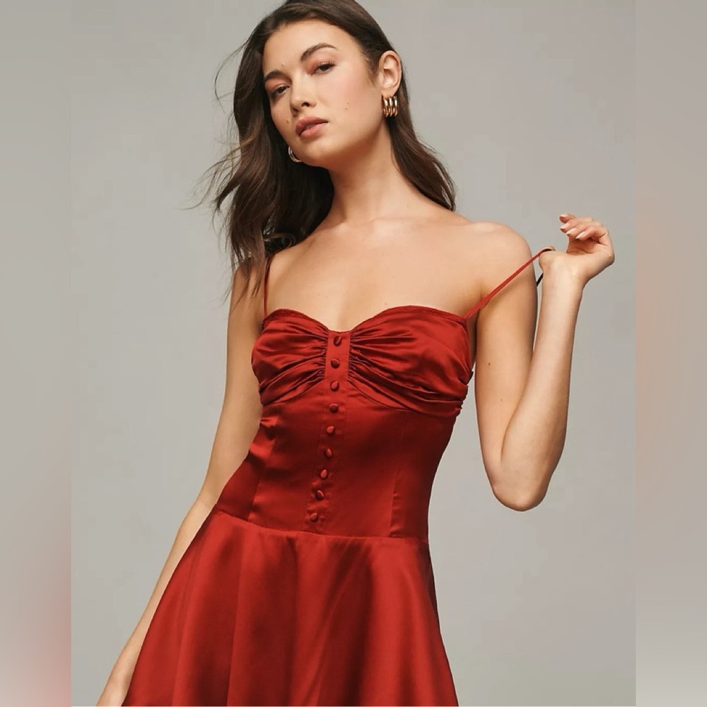 Reformation Ursula Red Silk Dress